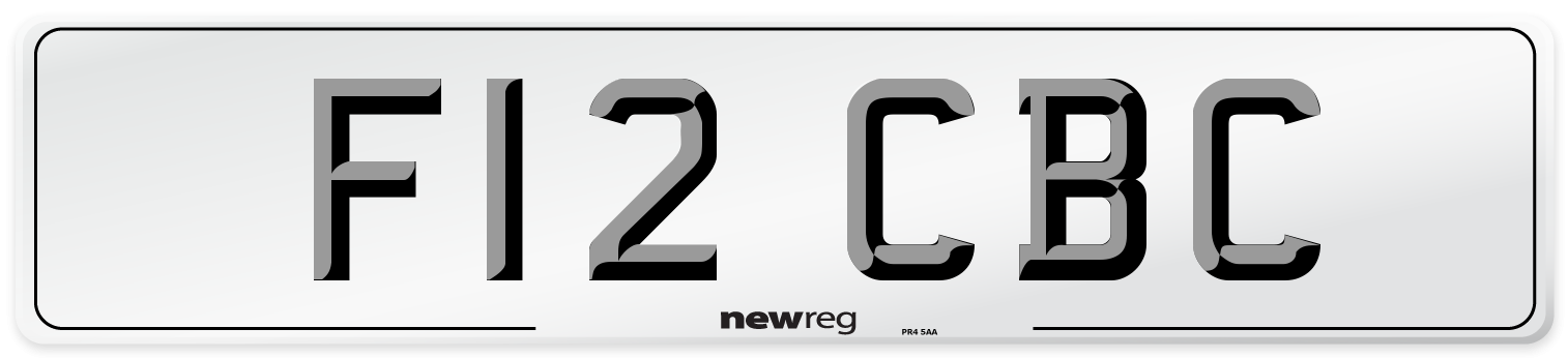 F12 CBC Number Plate from New Reg